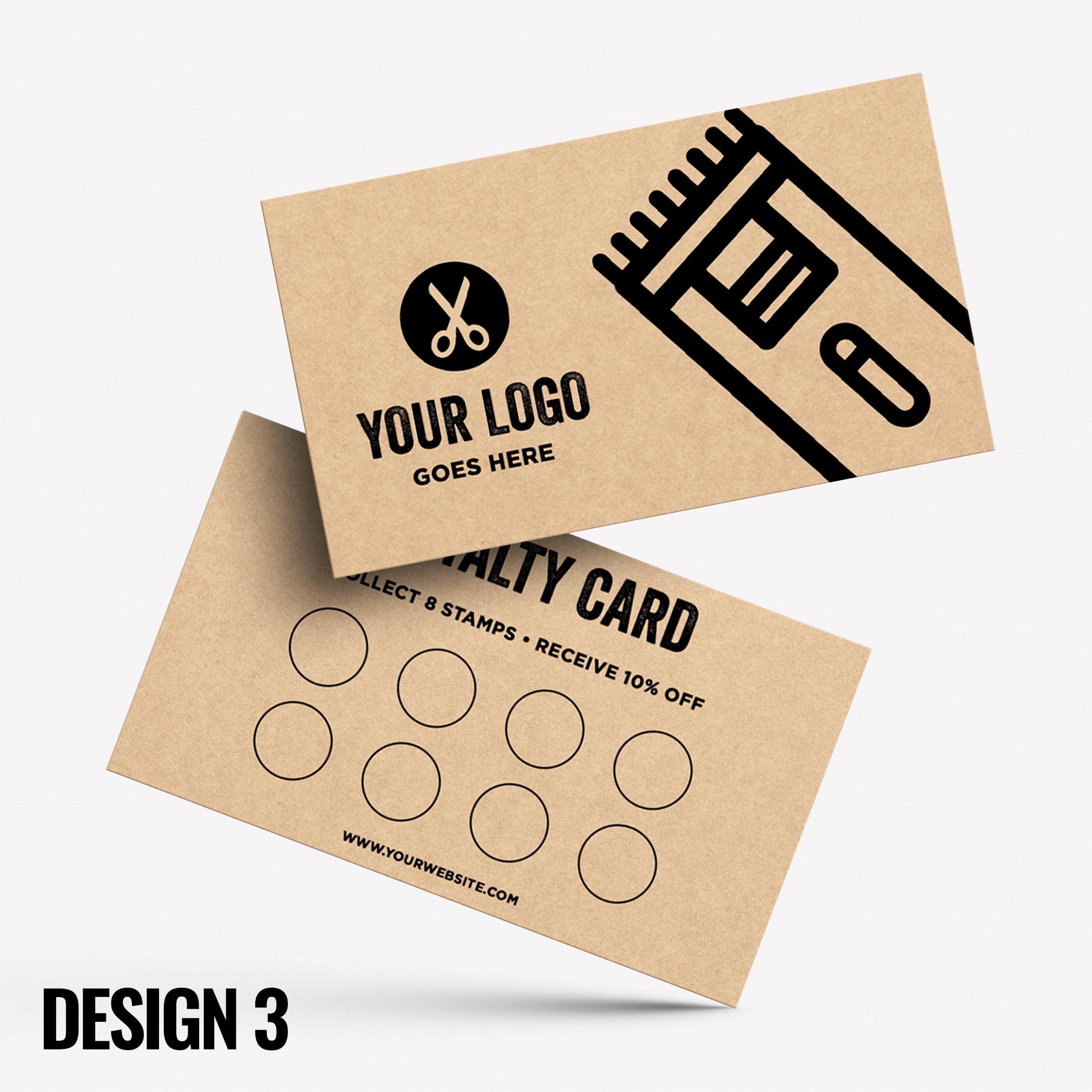 Custom printed kraft loyalty reward cards | Barber hairdresser stylist skin fade grooming male barbers barbering cut businesses