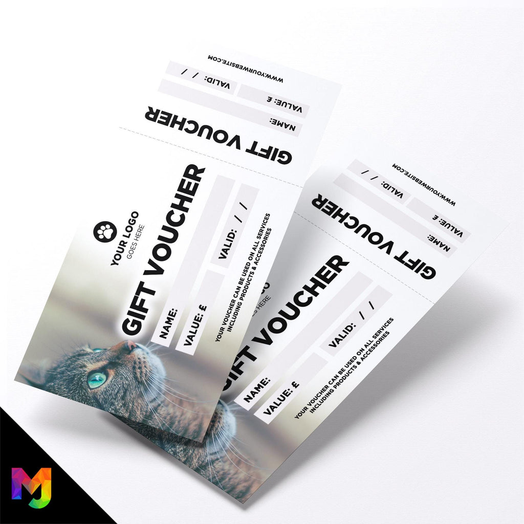 Custom printed gift vouchers | Perforated stubs | Cat Pets Shop Pet Grooming Supplies Puppy Animals Business 2