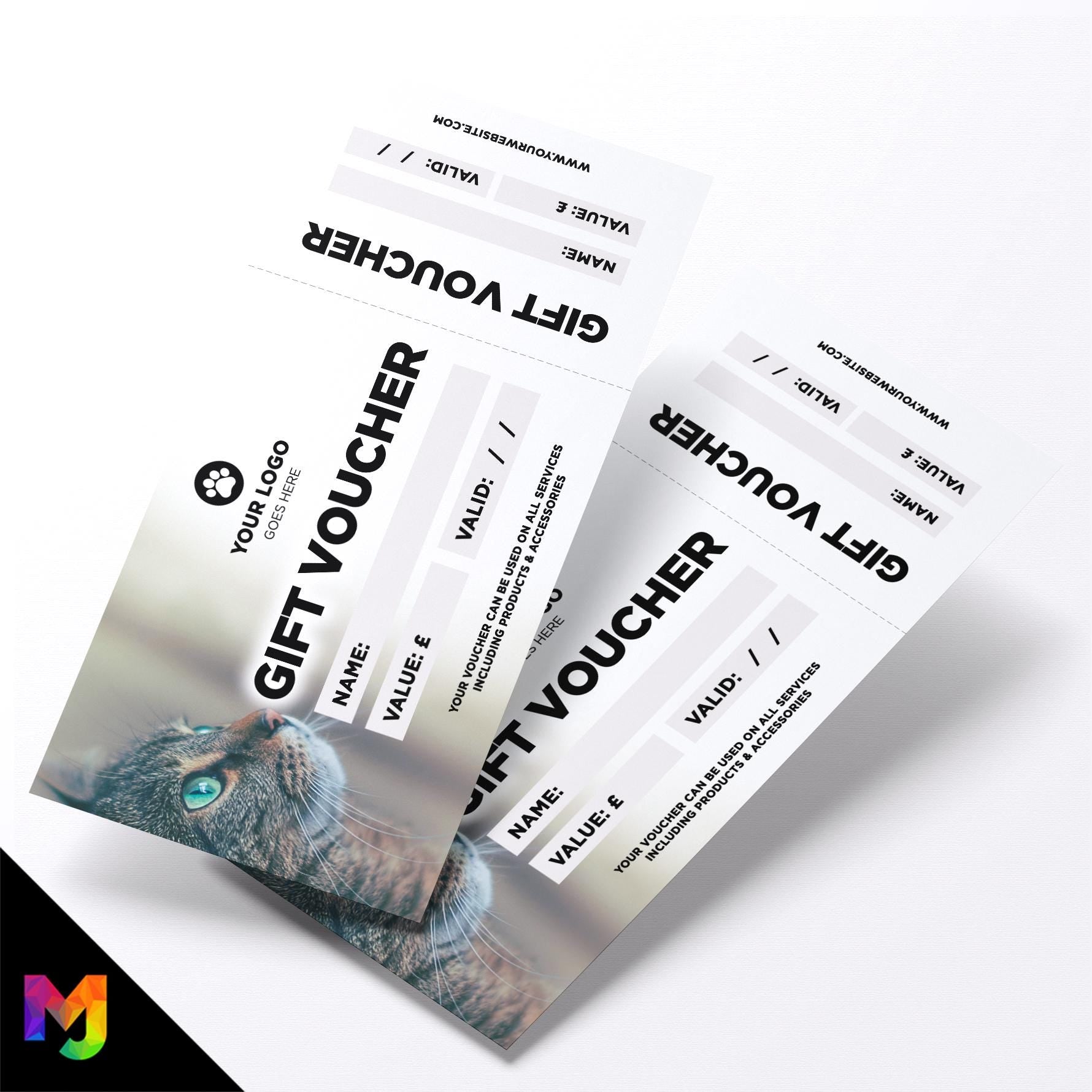 Custom printed gift vouchers | Perforated stubs | Cat Pets Shop Pet Grooming Supplies Puppy Animals Business 2