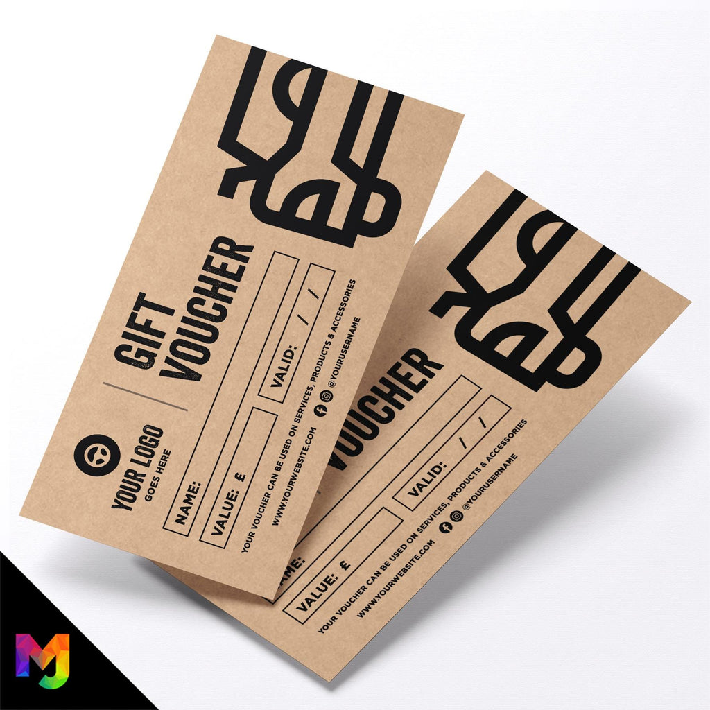Custom printed kraft gift vouchers | Eco-friendly recycled | Car Wash Valet Business Garage Cleaning Detailing Showroom 1