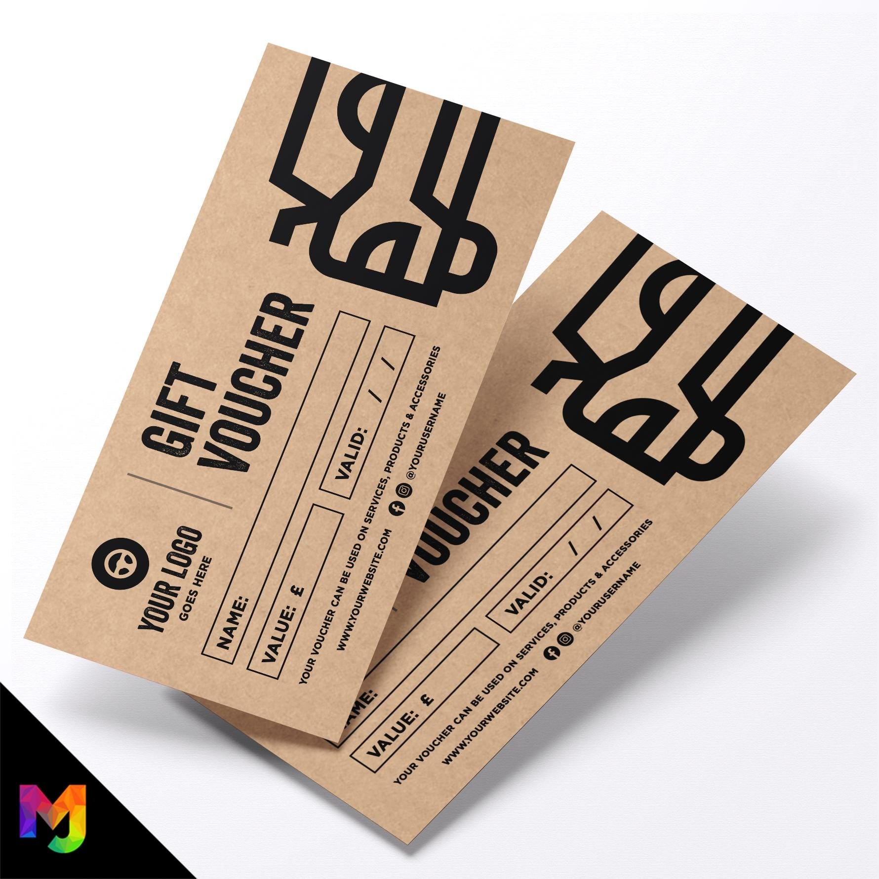 Custom printed kraft gift vouchers | Eco-friendly recycled | Car Wash Valet Business Garage Cleaning Detailing Showroom 1