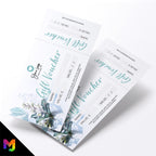 Custom printed gift vouchers | Perforated stubs | Teal blue light floral generic modern design flower cute elegant