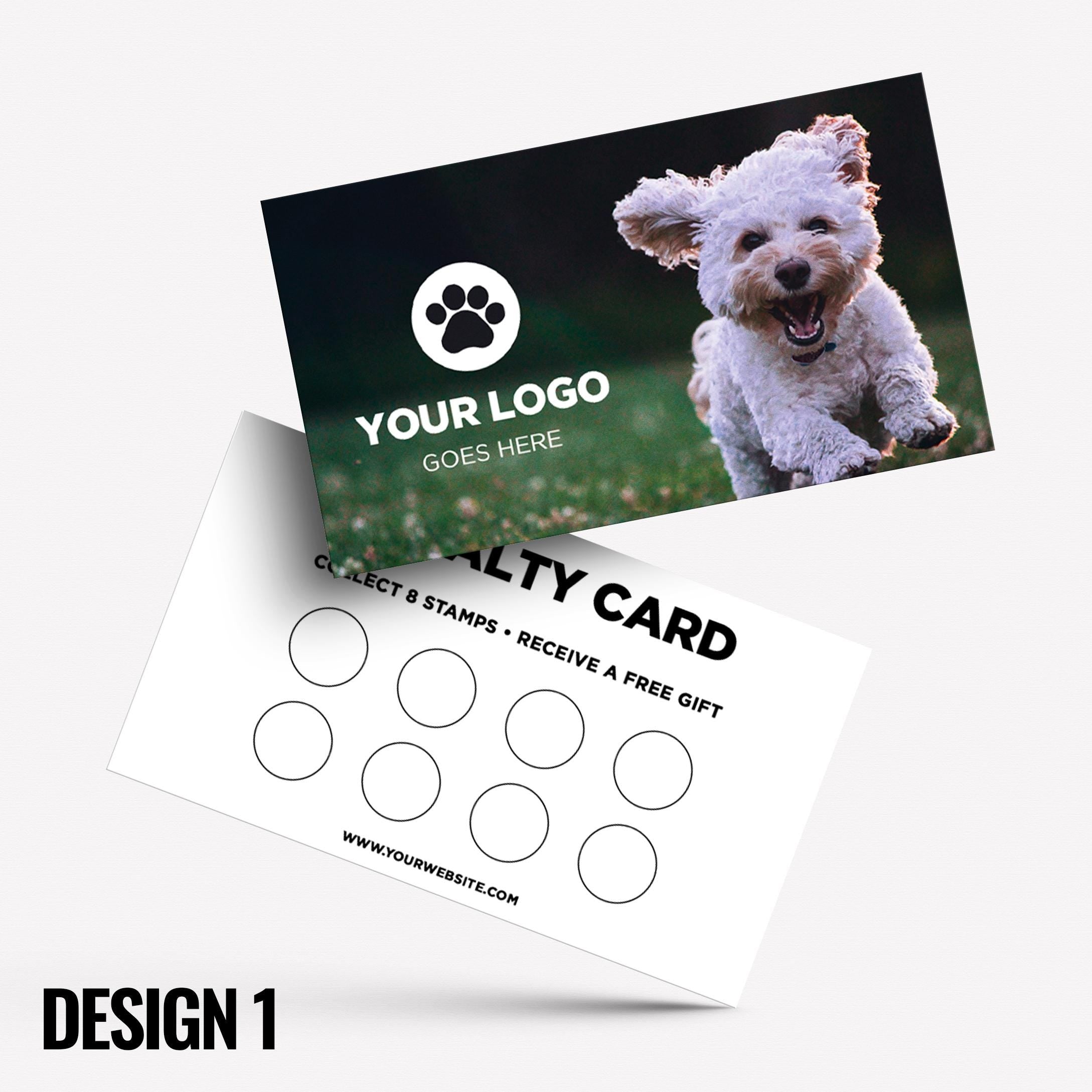 Custom printed loyalty reward cards | Dog Cat Pets Shop Pet Walking Grooming Printed Prints Animals Supplies Businesses