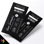 Personalised 50th birthday party black white glitter ticket style Invitations Invites | Perforated | Any age!