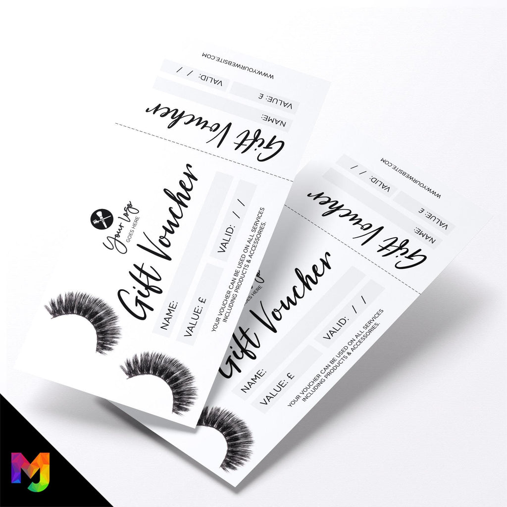 Custom printed gift vouchers | Perforated stubs | Make up artist beauty glamour model lashes eyelashes business 05