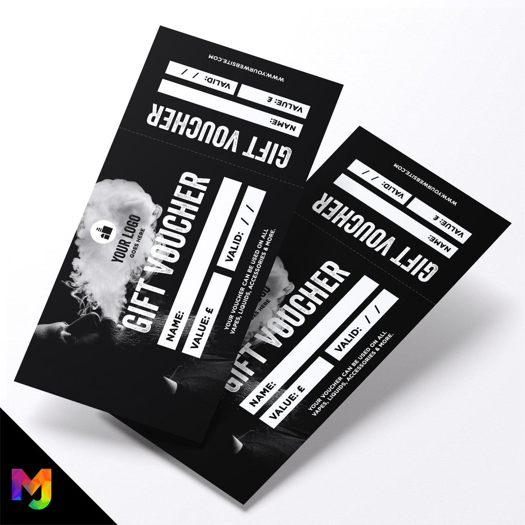 Custom printed gift vouchers | Perforated stubs | Vape shop vaping quit smoking vapes e-liquids business 04