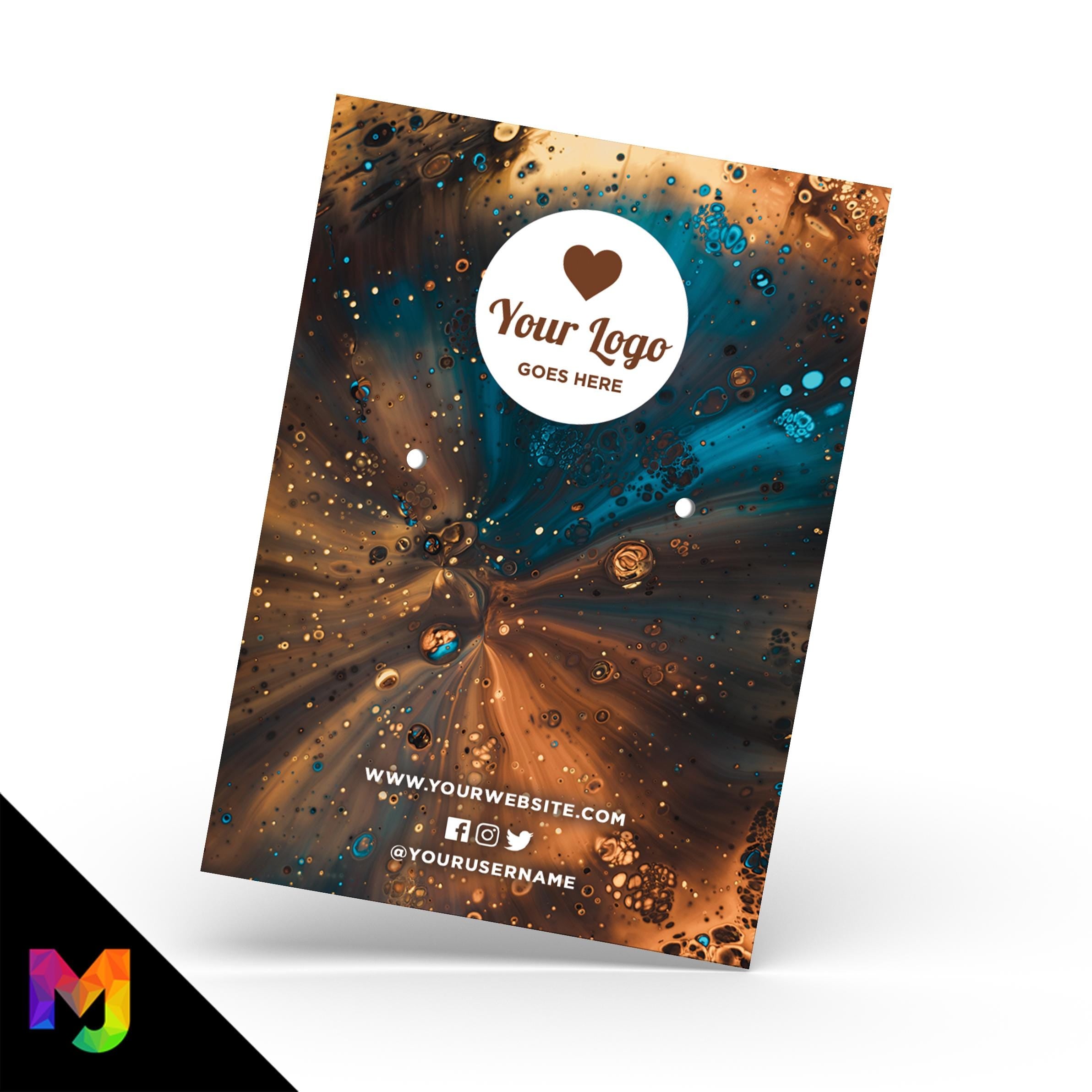Custom jewellery backing card printing | A6 size | Brown space sky galaxy style design