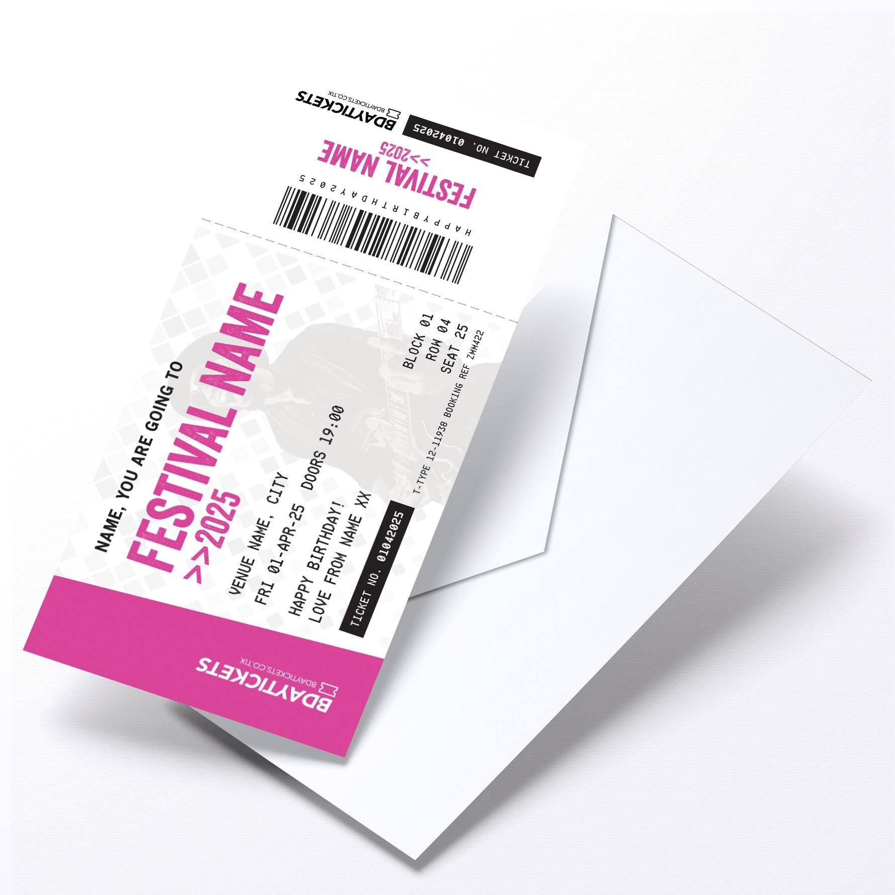 Personalised mock festival ticket Birthday / Christmas gift | Any festival name!