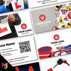 Custom Business Card Printing | Driving school instructor drive lesson learner learn car street roads businesses