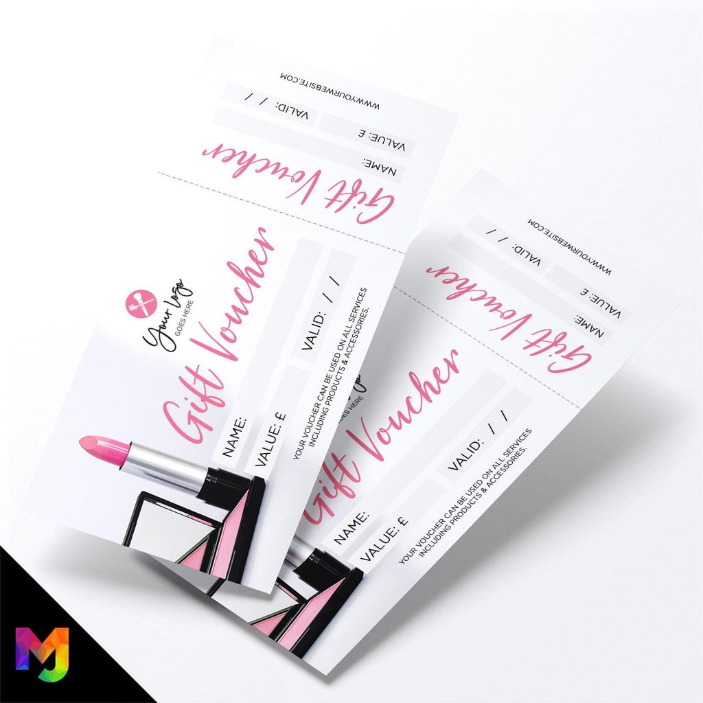 Custom printed gift vouchers | Perforated stubs | Make up artist beauty glamour model business 06