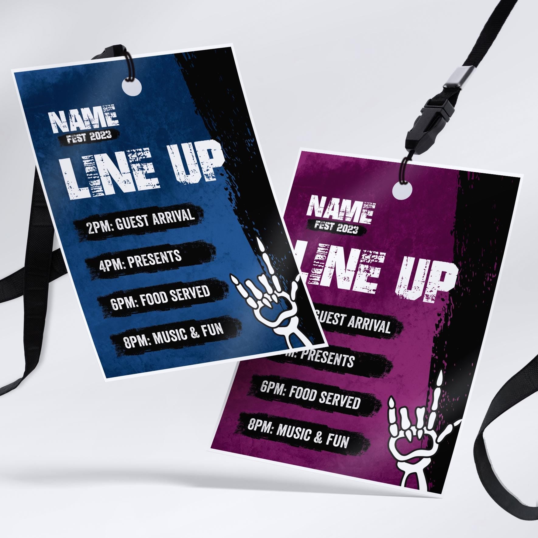 Personalised rock metal festival style VIP pass & lanyard Invitations Invites | Music summer fest
