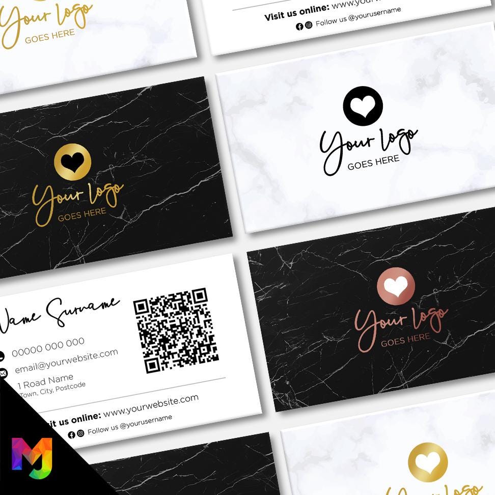 Custom Business Card Printing | Marble design white black rose gold blue pink shiny elegant modern generic businesses