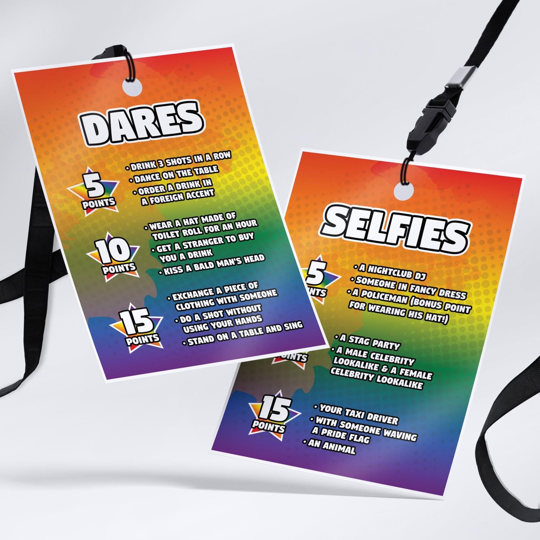 Personalised LGBTQ+ Hen party style VIP pass & lanyard Invitations Invites | Gay Lesbian dares