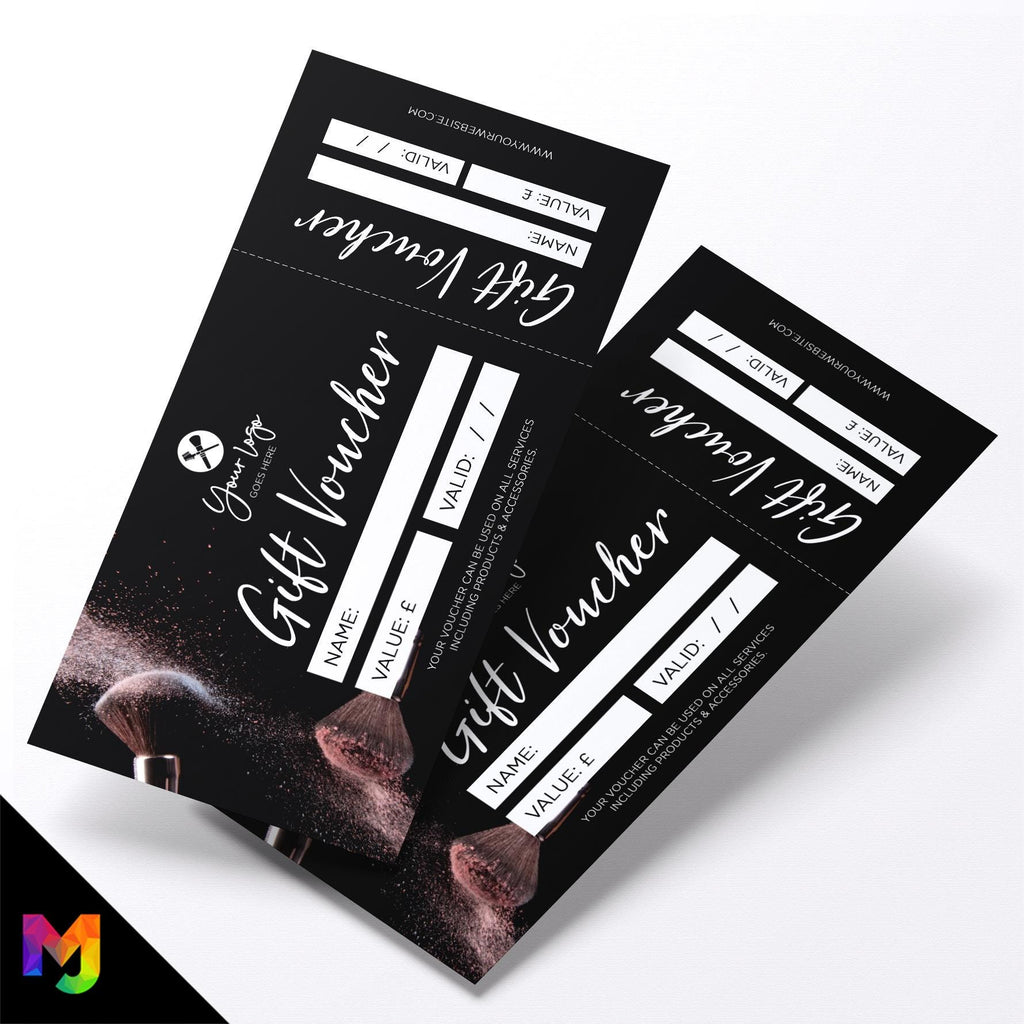 Custom printed gift vouchers | Perforated stubs | Make up artist beauty glamour model business