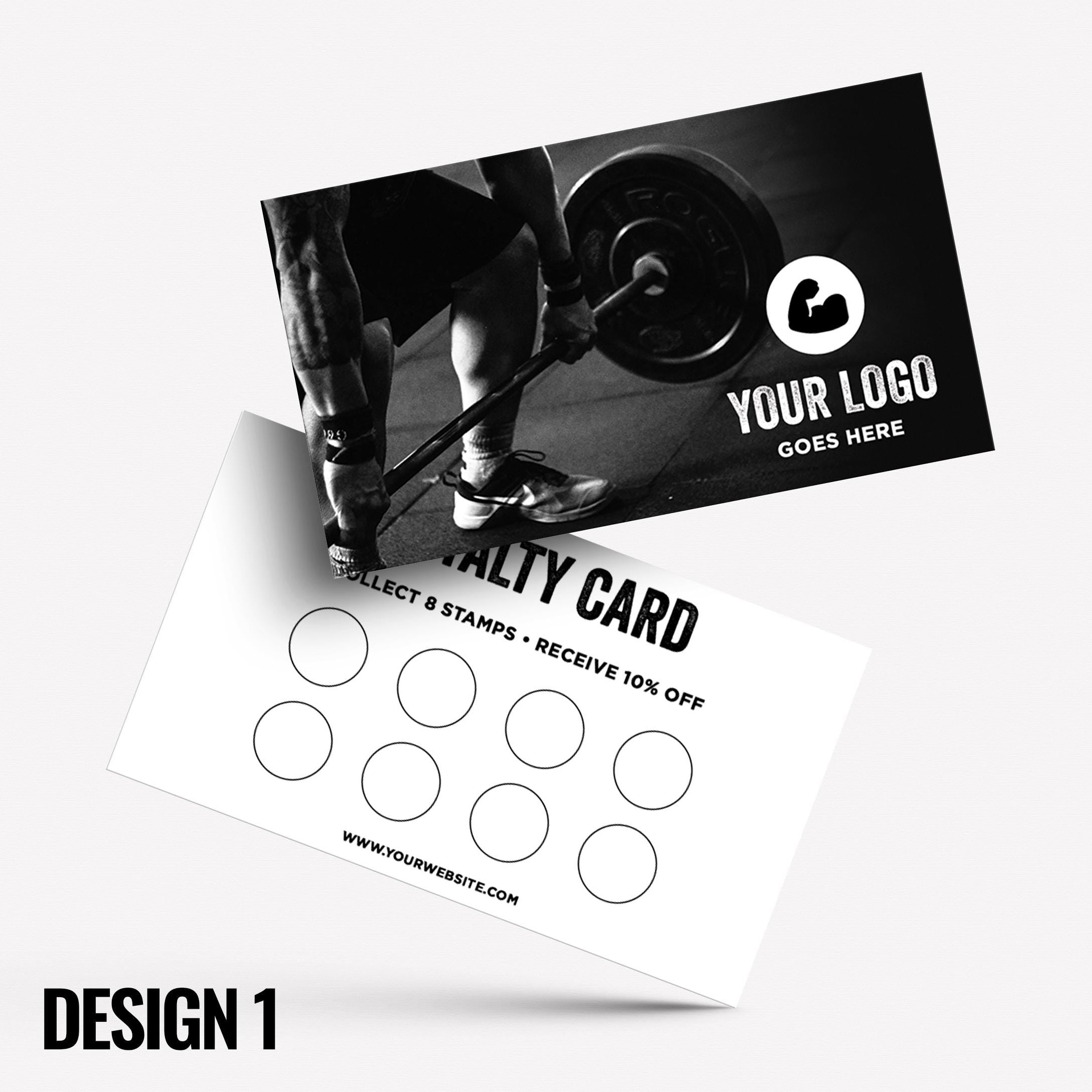 Custom printed loyalty reward cards | Gym workout personal trainer training muscle weight lifting lift weight businesses