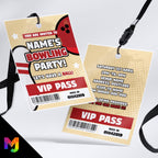 Personalised bowling / sports party style VIP pass & lanyards