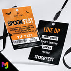 Personalised 'SpookFEST' Halloween festival style VIP pass & lanyard Invitations Invites