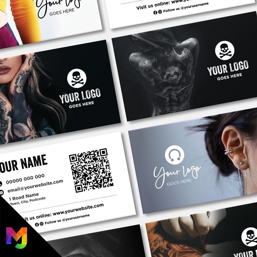 Custom Business Card Printing | Tattoo studio artist piercing piercer body art jewellery tats ink inked businesses parlour salon