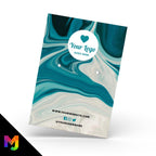 Custom jewellery backing card printing | A6 size | Blue white swirl wax pattern abstract style design