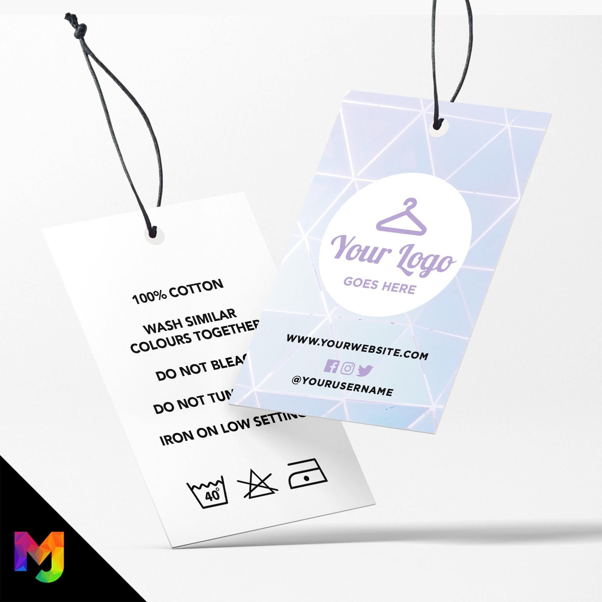 Custom printed clothing swing tags cards | Purple blue light pattern abstract style design