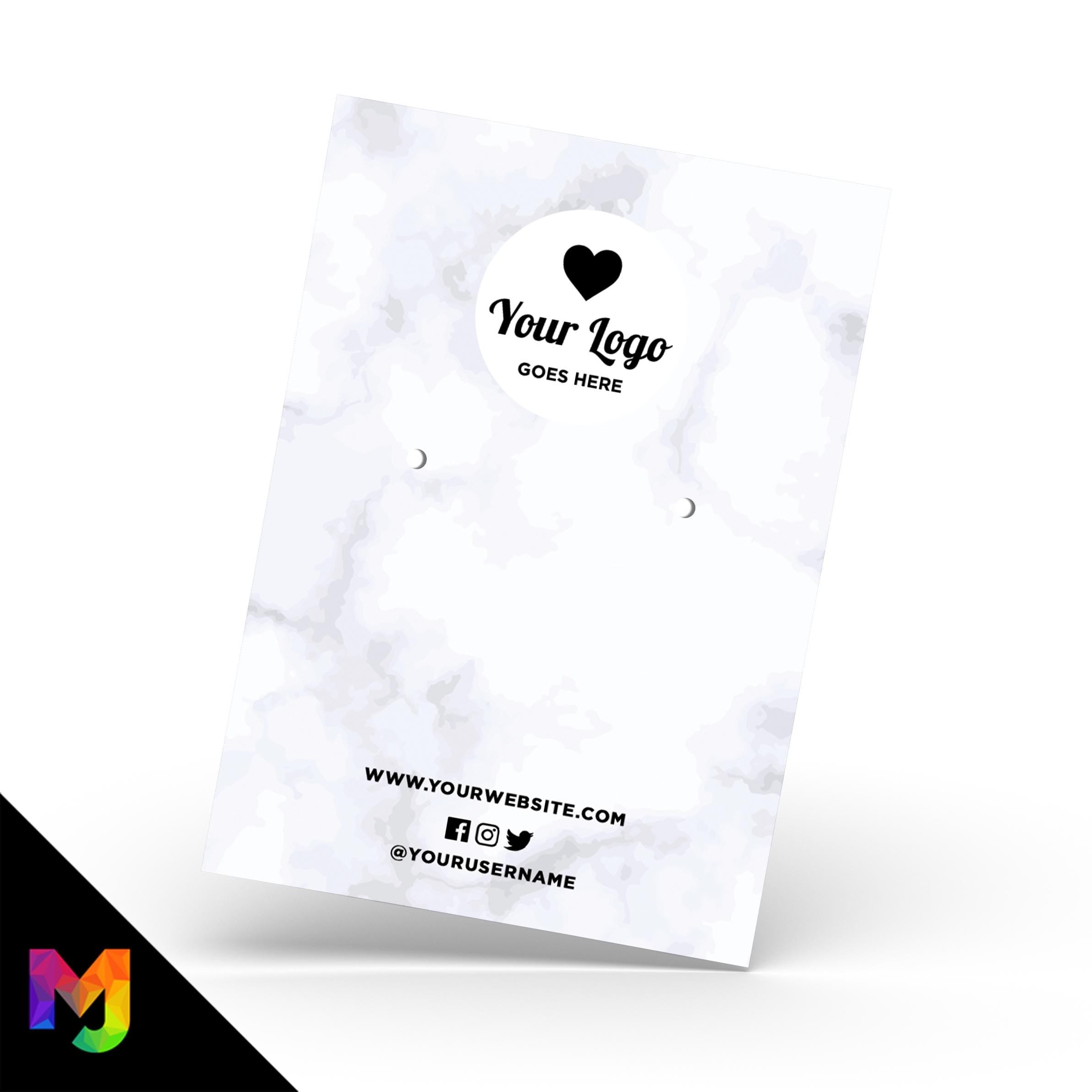 Custom jewellery backing card printing | A6 size | Marble black modern style design