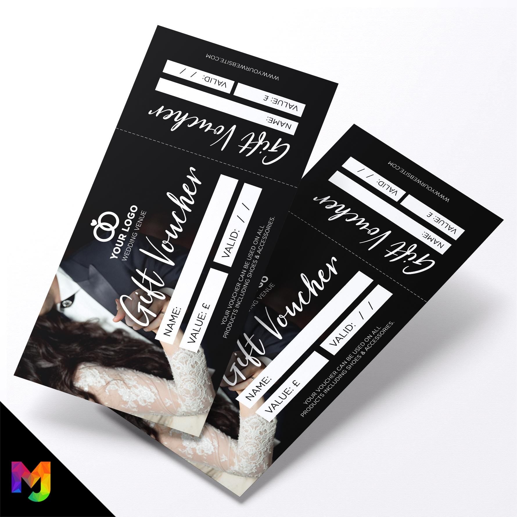 Custom printed gift vouchers | Perforated stubs | Wedding Bridal Shop Venue Marriage Celebration Bride Room Ring Jewellery 3