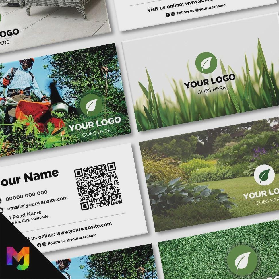 Custom Business Card Printing | Gardener Grass Flowers Landscape Landscaping Garden Landscaper Patios Slabs Grass Artificial Turf Businesses
