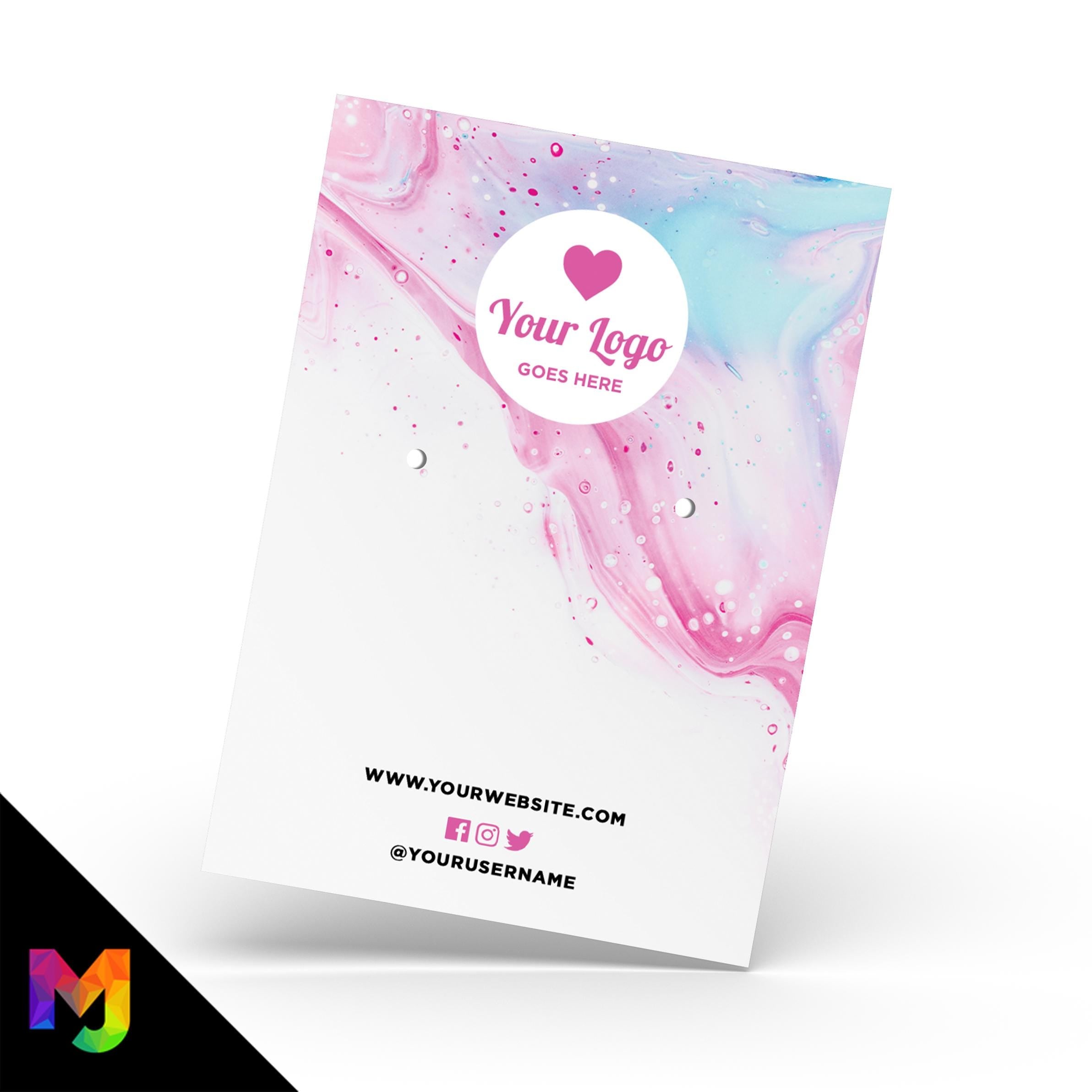 Custom jewellery backing card printing | A6 size | Pink blue wax abstract style design 2