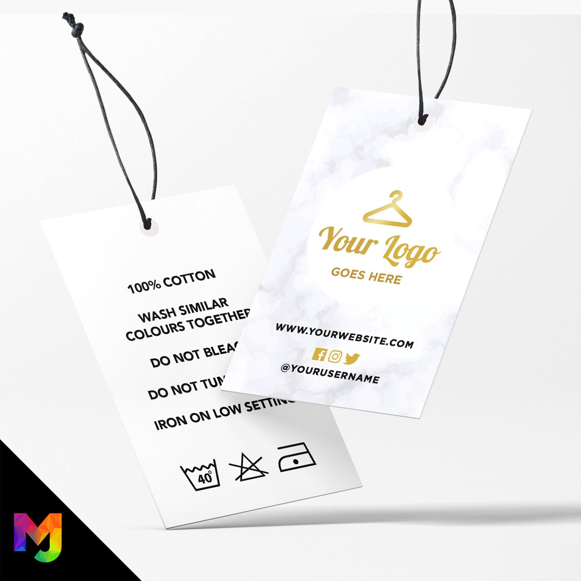 Custom printed clothing swing tags cards | Marble gold modern style design