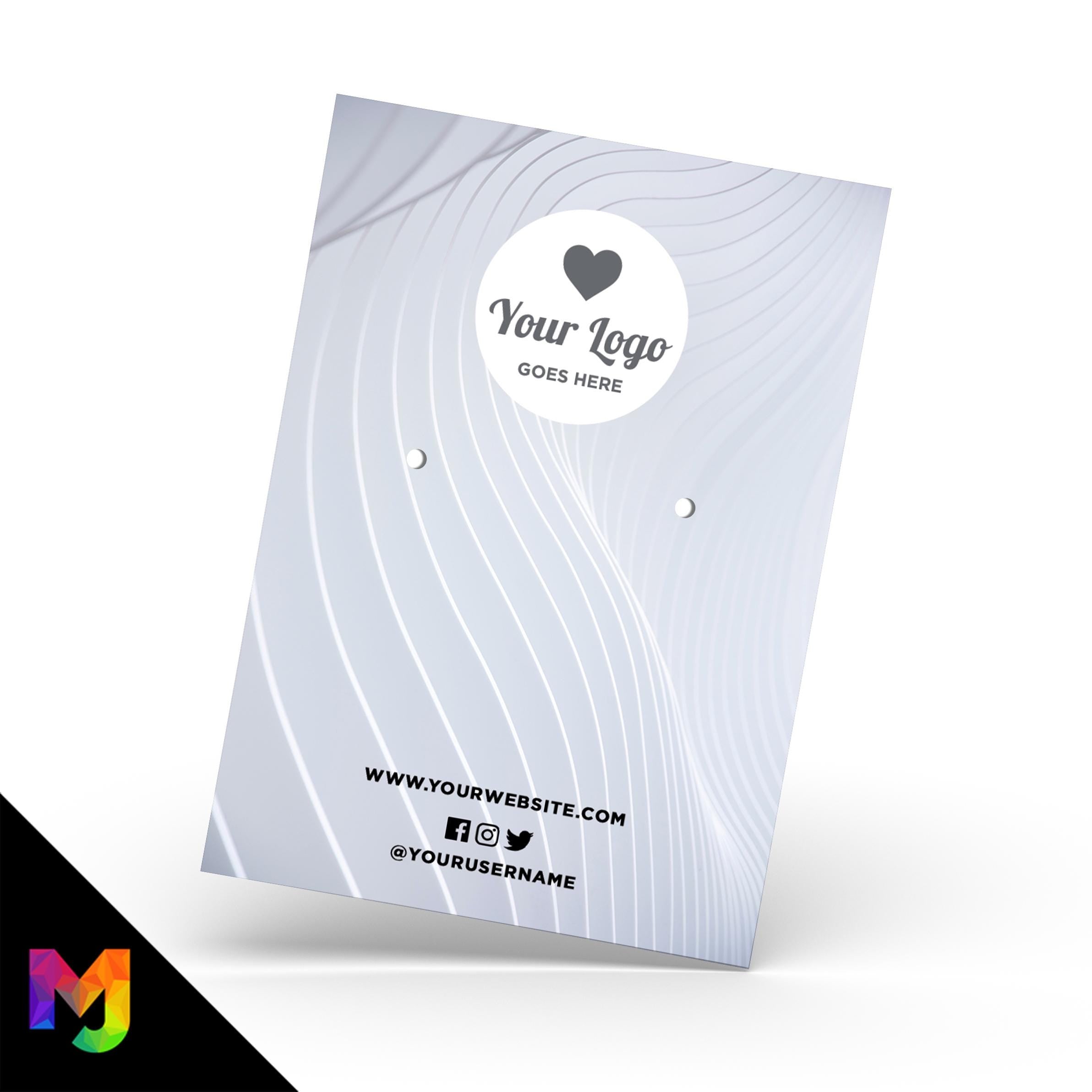 Custom jewellery backing card printing | A6 size | Silver grey swirl pattern abstract style design