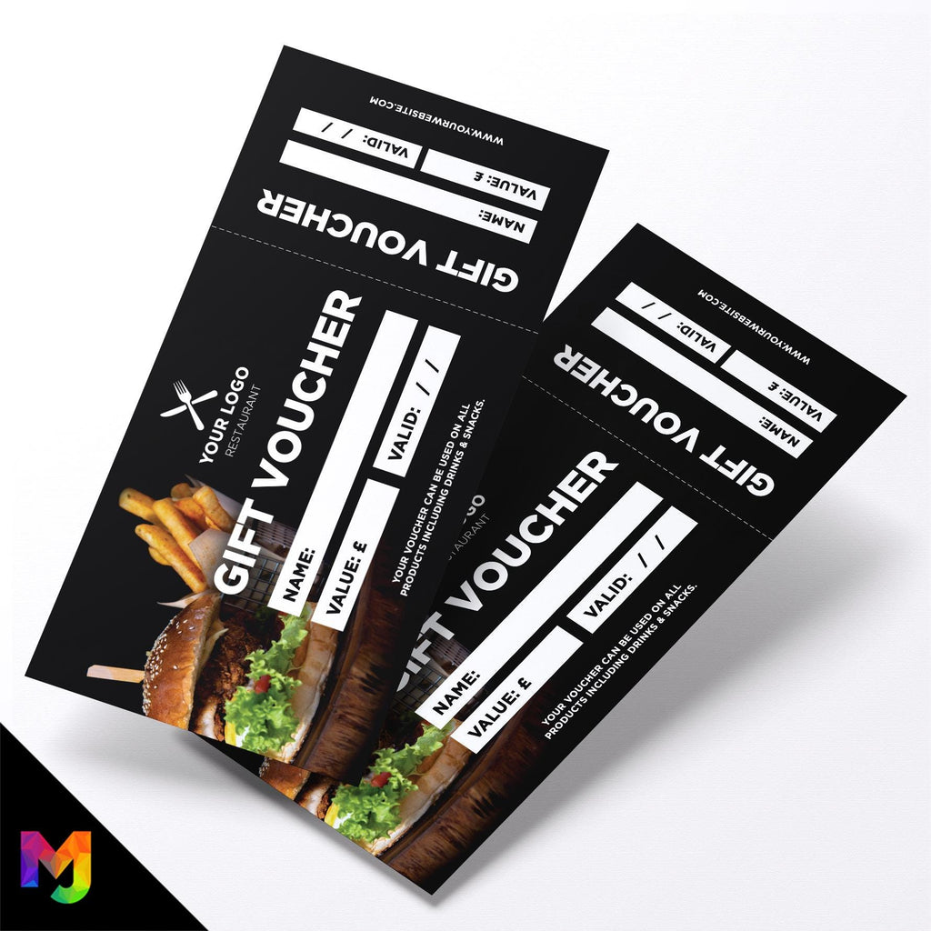 Custom printed gift vouchers | Perforated stubs | Food Restaurant Takeaway Burgers Buns Smash Burger 1