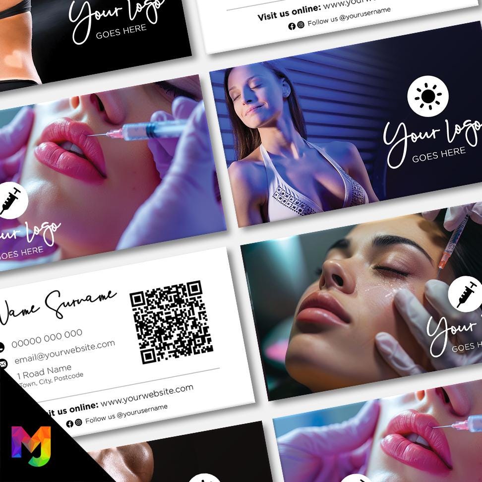 Custom Business Card Printing | Aesthetics clinic beautician PMU injection botox cosmetics beauty female tanning salon tan spray tanning