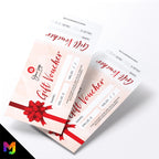 Custom printed gift vouchers | Perforated stubs | Red Present Gift Glitter Generic Bow Modern Elegant Design