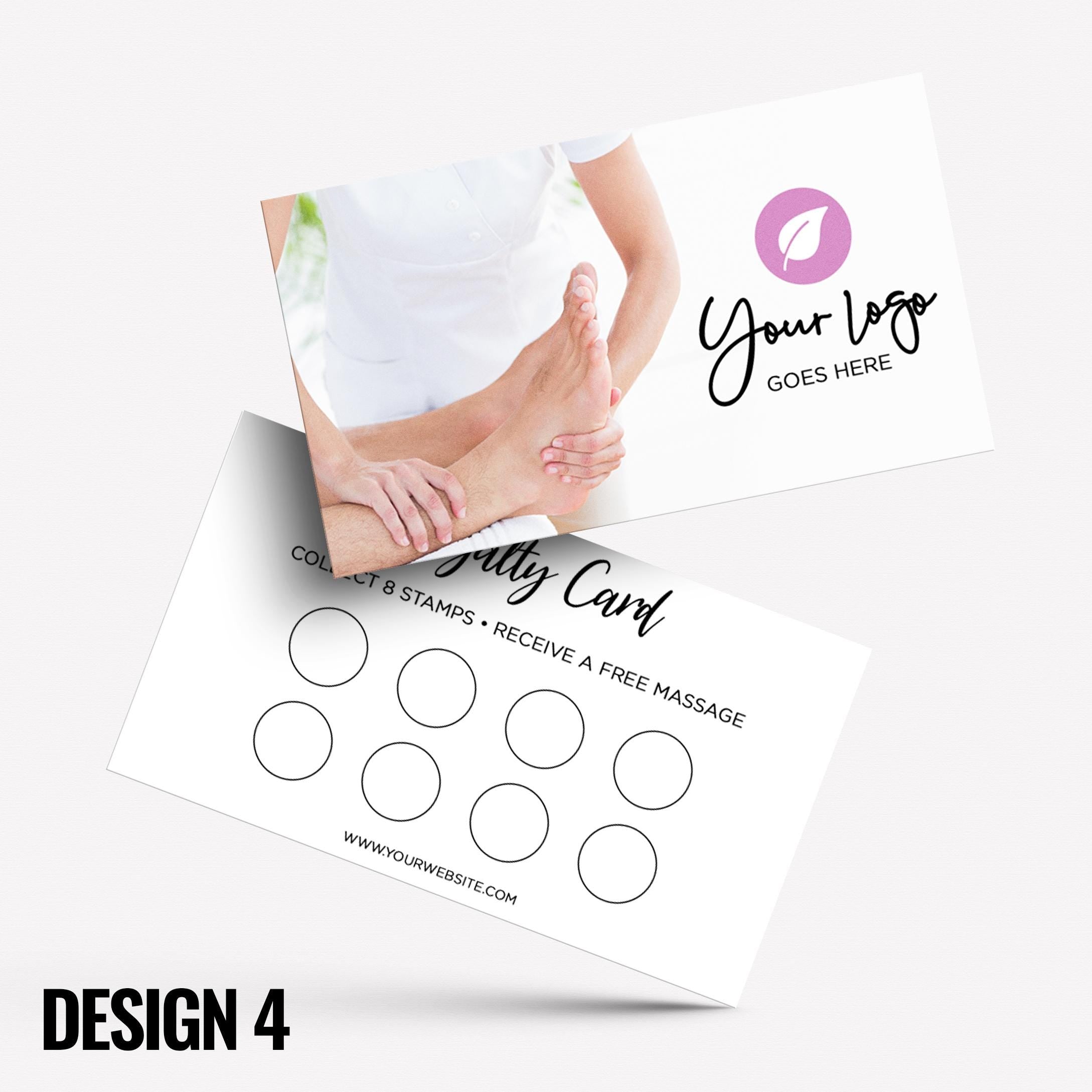 Custom printed loyalty reward cards | Massage therapy masseur sports beauty businesses meditation