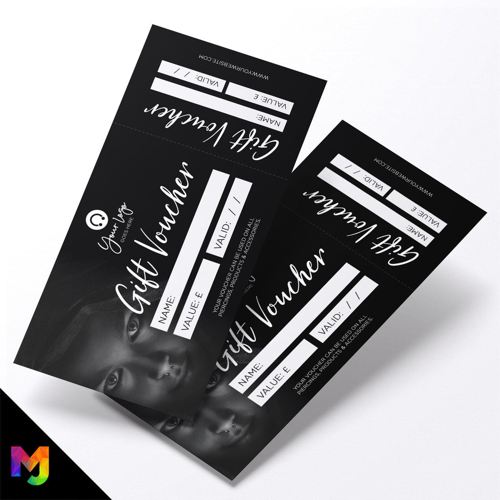 Custom printed gift vouchers | Perforated stubs | Piercing Business Piercer Tattoo Studio Ear Nose Belly Jewellery 2