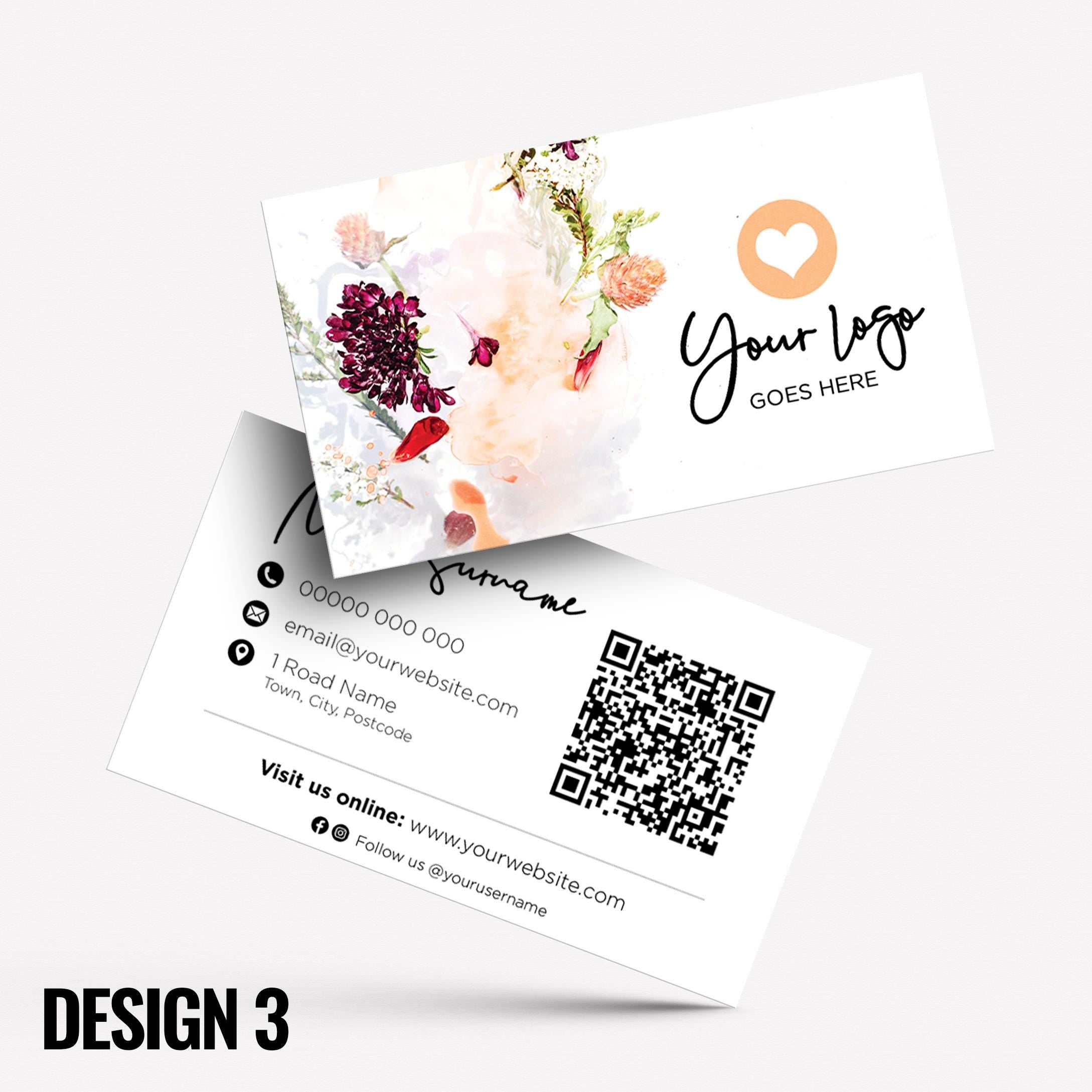 Custom Business Card Printing | Floral flowers feminine cute pink purple orange blue roses flower elegant generic businesses