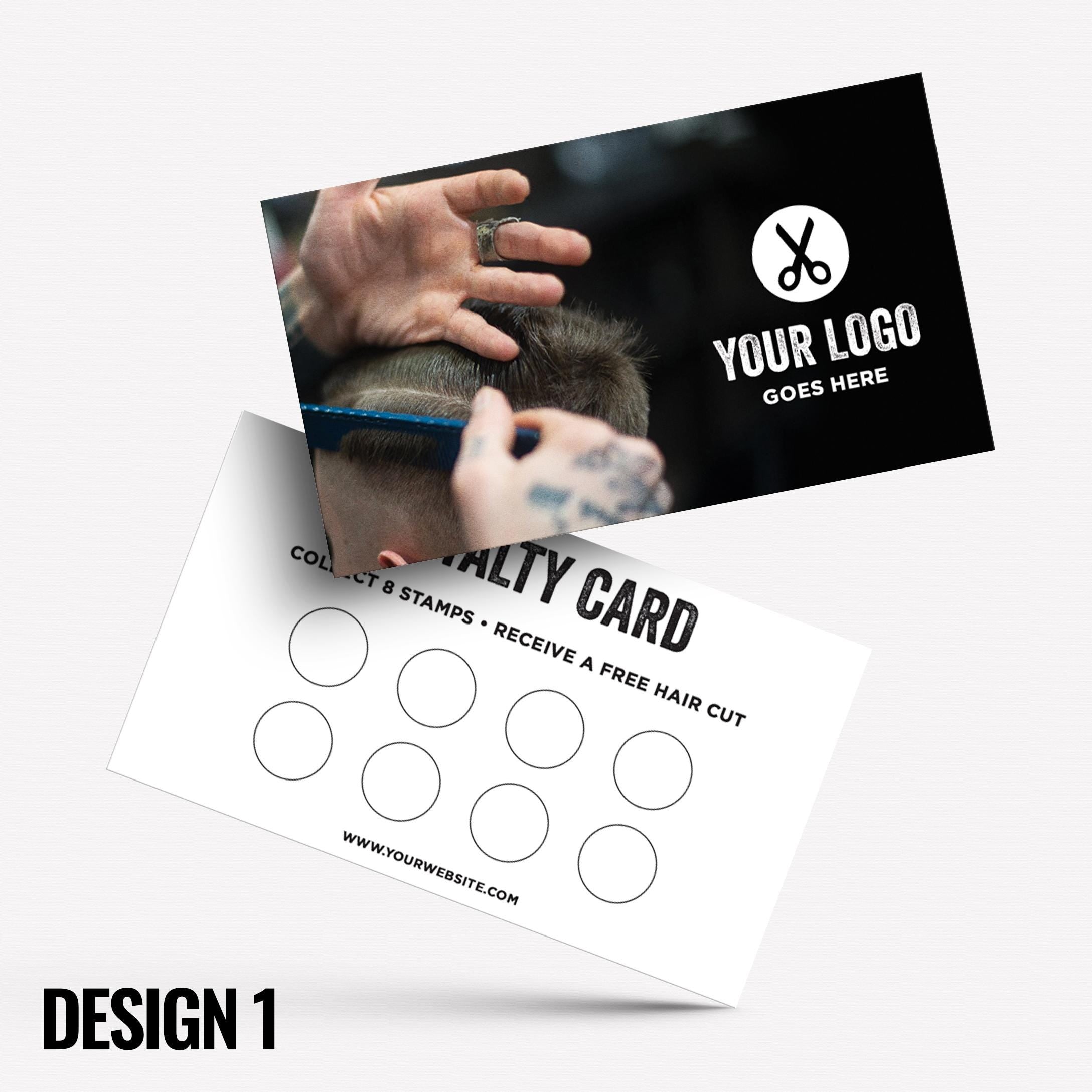 Custom printed loyalty reward cards | Barber hairdresser stylist skin fade grooming male barbers barbering cut businesses