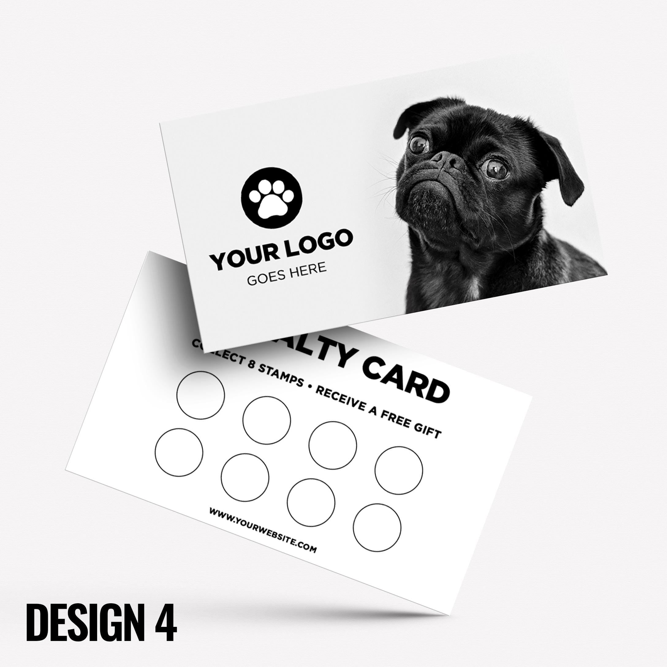 Custom printed loyalty reward cards | Dog Cat Pets Shop Pet Walking Grooming Printed Prints Animals Supplies Businesses