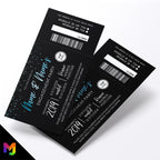 Personalised engagement party blue black glitter ticket style Invitations Invites | Perforated