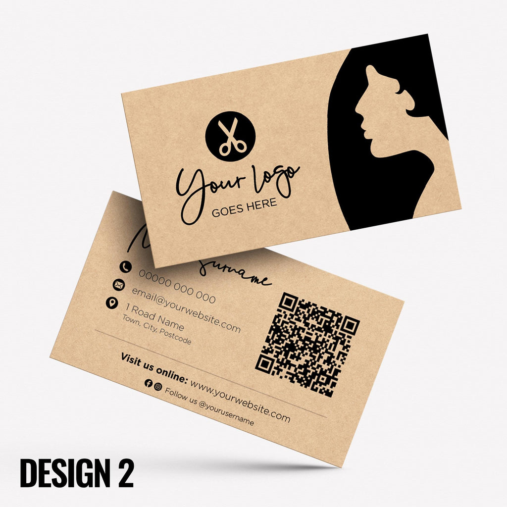 Custom Kraft Business Card Printing | Hair salon stylist hair dresser hairdressing beauty female beautician businesses
