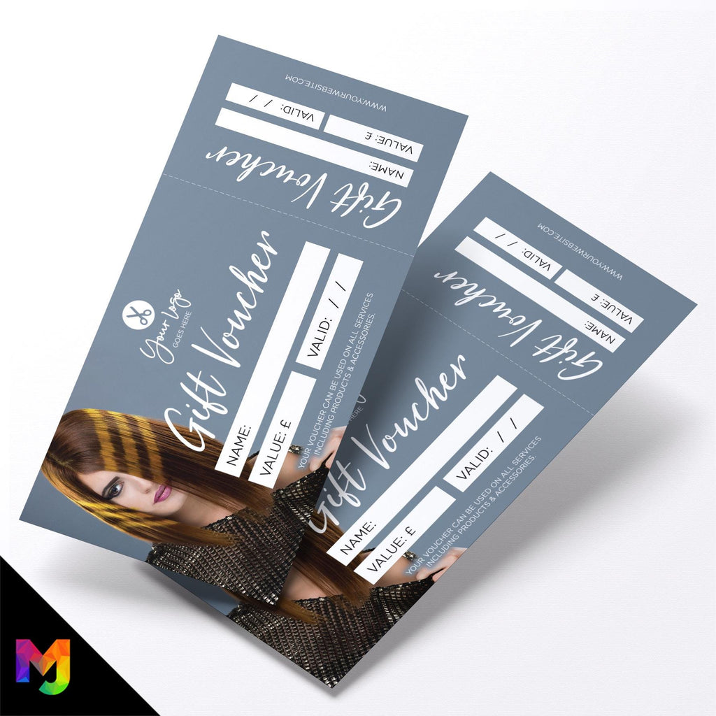 Custom printed gift vouchers | Perforated stubs | Hairdresser salon beautician hair female woman business 07