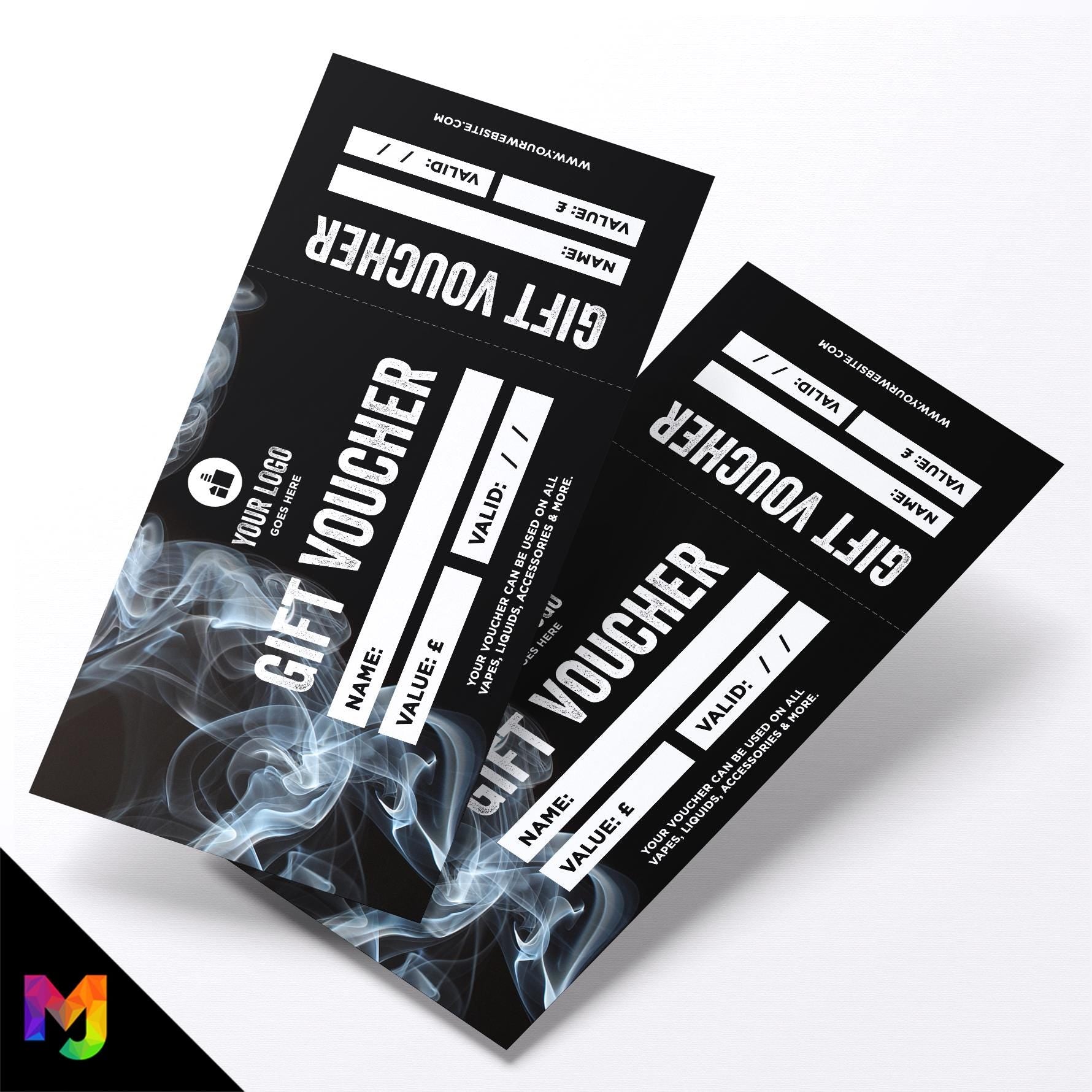 Custom printed gift vouchers | Perforated stubs | Vape shop vaping quit smoking vapes e-liquids business 03