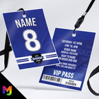 Personalised football shirt style VIP pass & lanyard Invitations Invites | Any Team | Dark navy blue shirt style