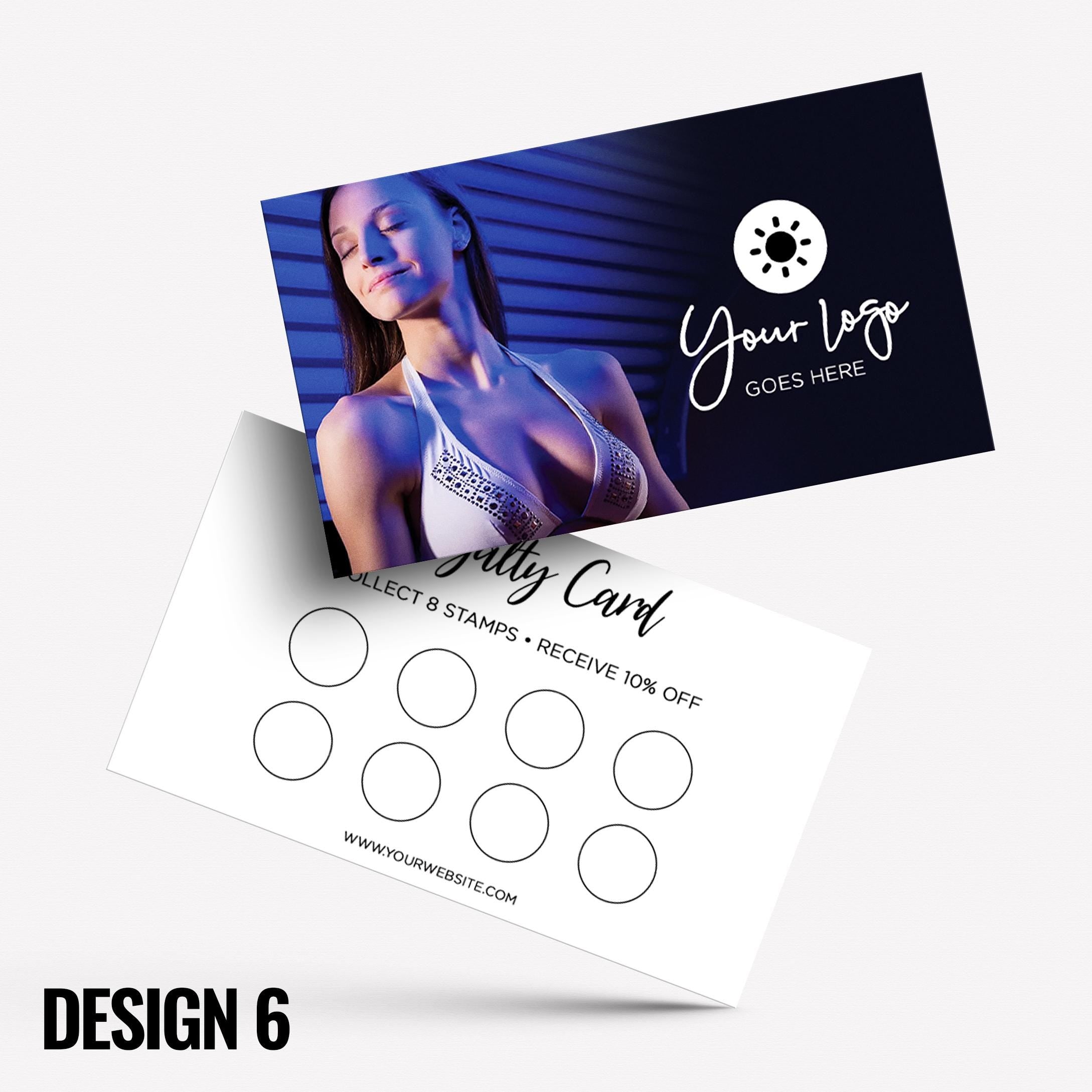 Custom printed loyalty reward cards | Aesthetics clinic beautician PMU injection botox cosmetics beauty female tanning salon tan spraytan