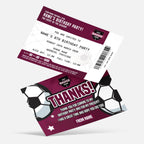 Personalised football ticket style Invitations Invites + thank you cards | Any team and colours!