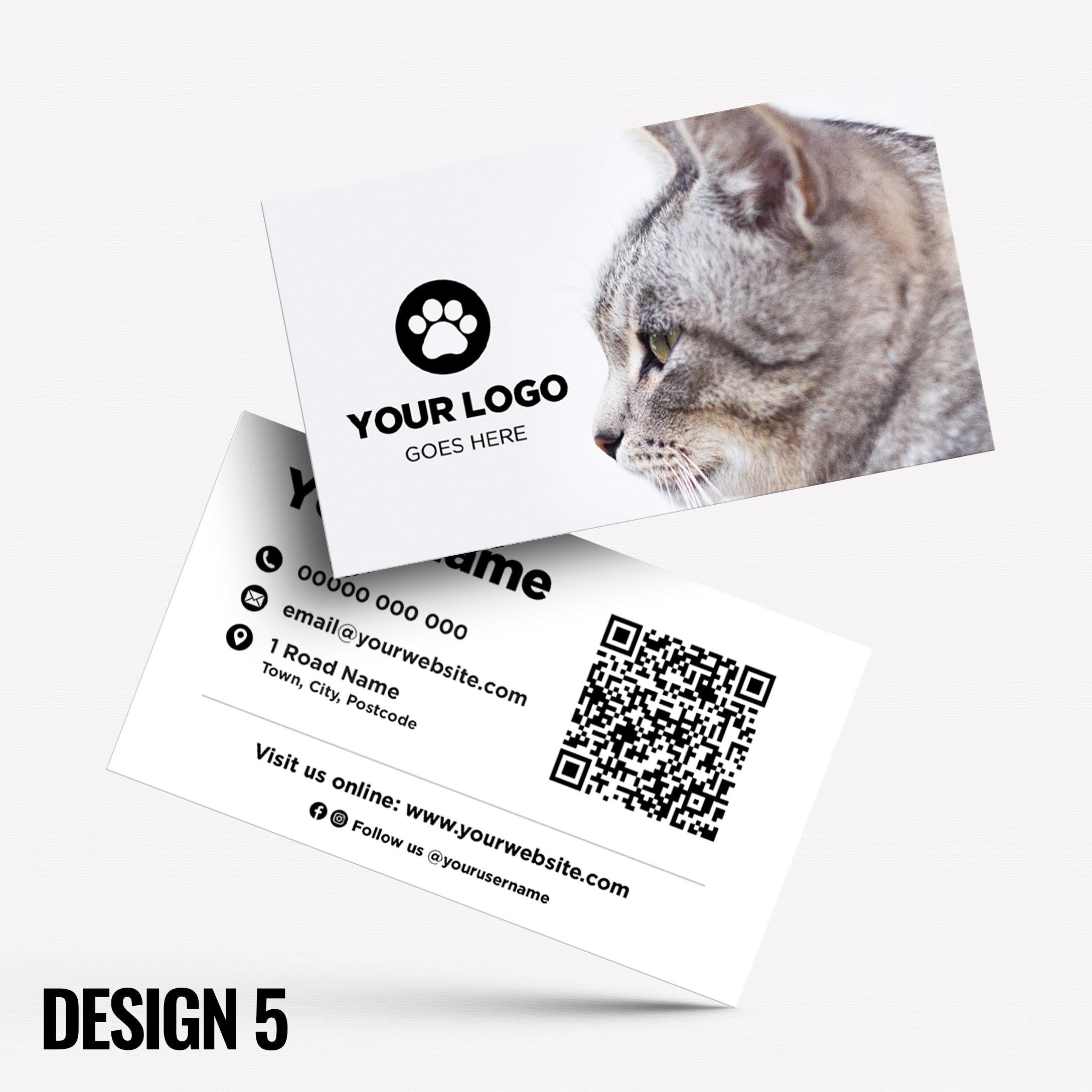 Custom Business Card Printing | Dog Cat Pets Shop Pet Walking Grooming Printed Prints Animals Supplies Businesses