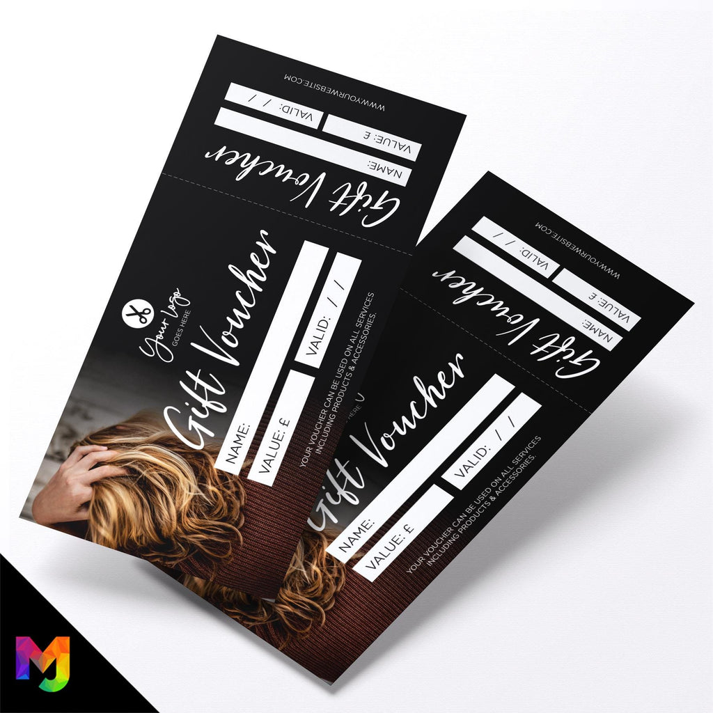 Custom printed gift vouchers | Perforated stubs | Hairdresser salon beautician hair female woman business 06