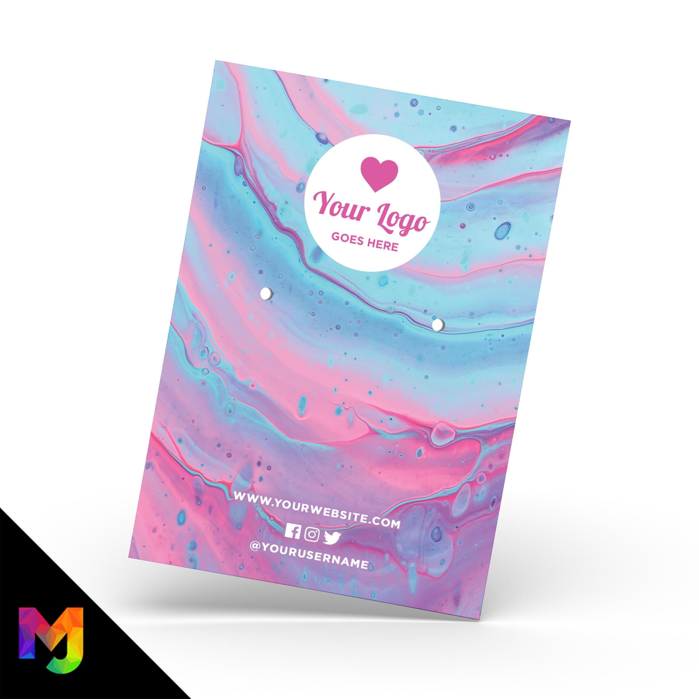 Custom jewellery backing card printing | A6 size | Pink blue wax abstract style design 2
