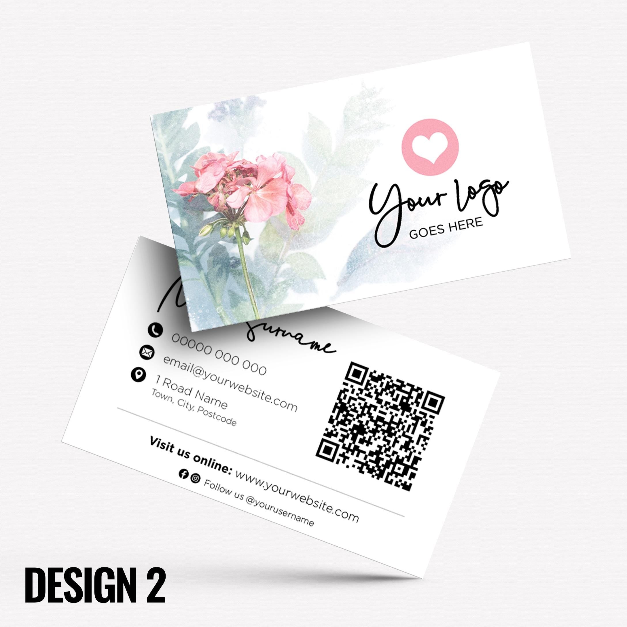 Custom Business Card Printing | Floral flowers feminine cute pink purple orange blue roses flower elegant generic businesses