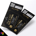 Custom printed school prom tickets | Perforated stubs | Black marble gold school student prom leaving party Class of 2025